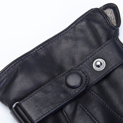 ROYCE New York Monogrammed Touchscreen Compatible Leather Gloves for Men with Cashmere Lining