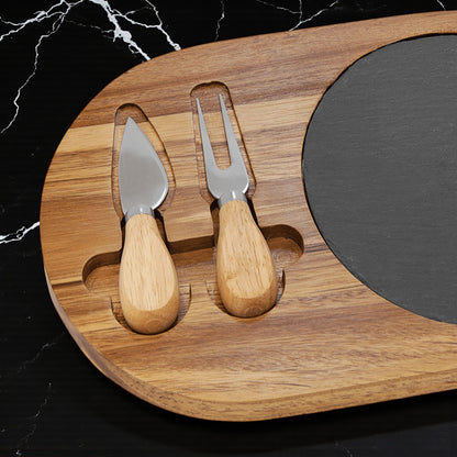 Signature Collection Personalized Oval Slate & Wood Cheese Board