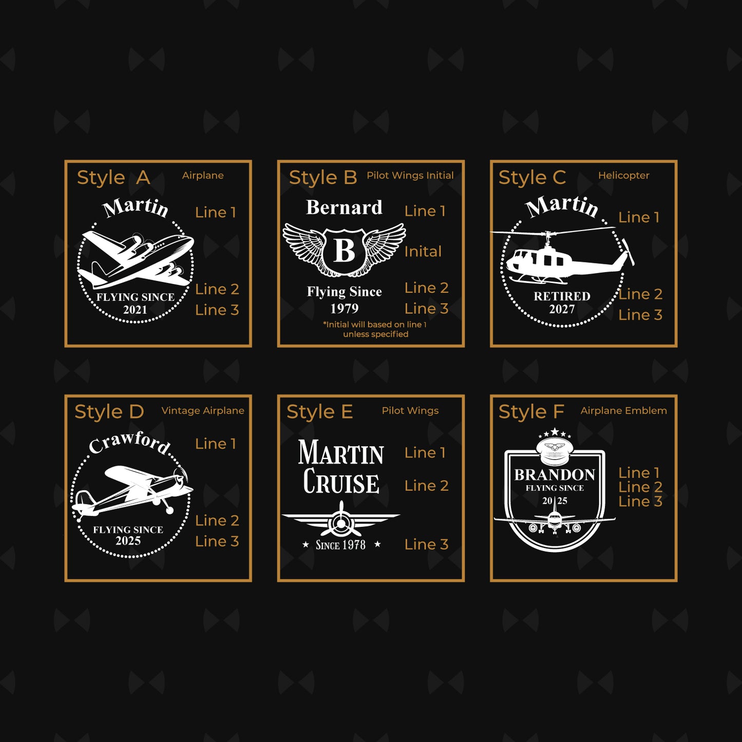 Aviator Pilot Personalized Slate Coasters, Set of 4