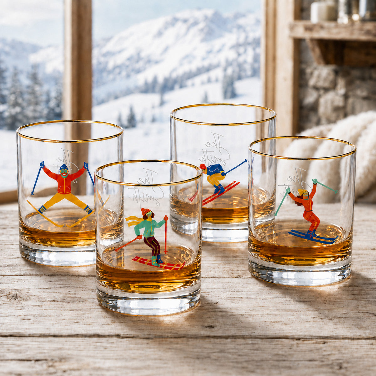 Après Ski Whiskey Rocks Glasses, Set of 4