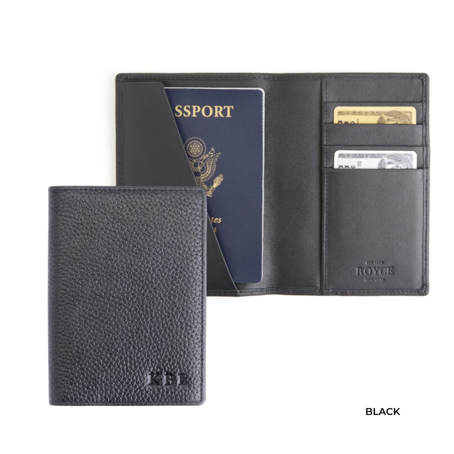 ROYCE New York Monogrammed RFID Blocking Passport Travel Organizer