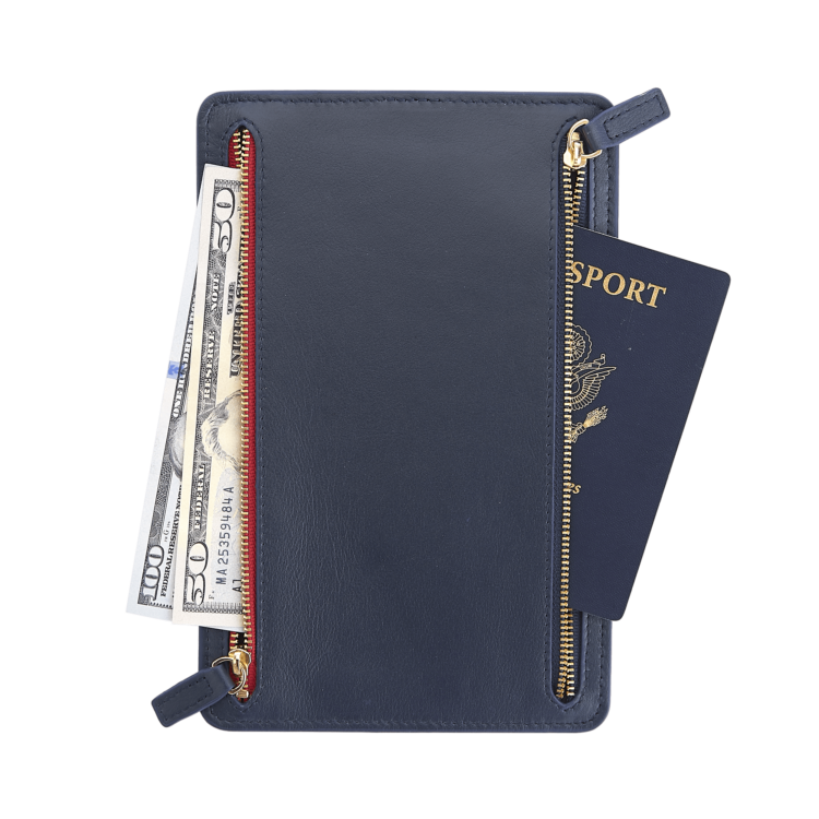 ROYCE New York Monogrammed RFID Blocking Four Zip Travel Organizer