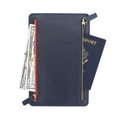 ROYCE New York Monogrammed RFID Blocking Four Zip Travel Organizer