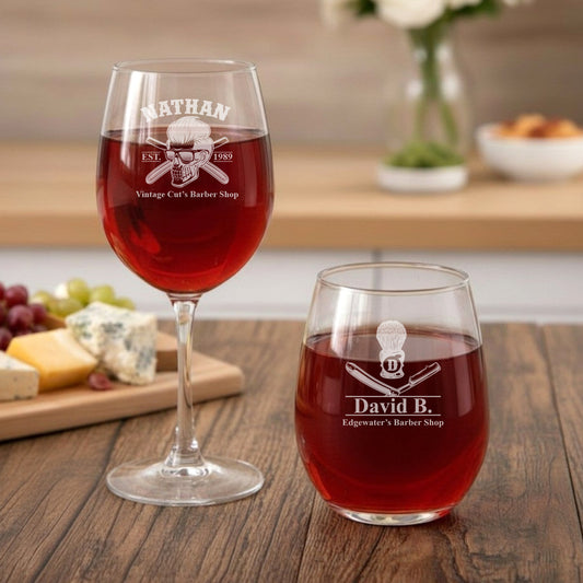 Barber Personalized Wine Glass