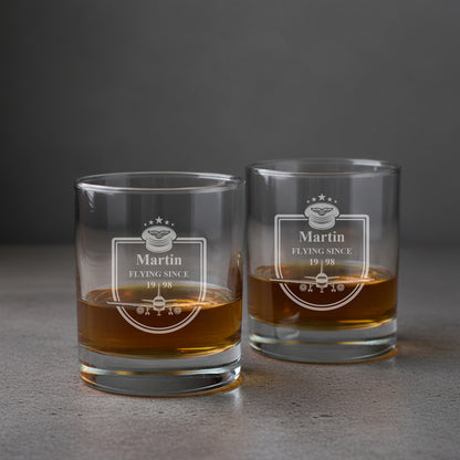 Black Hawk Helicopter Whiskey Decanter with Personalized Whiskey Glasses Set