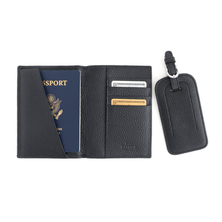 ROYCE New York Monogrammed RFID Passport Case Luggage Tag Set