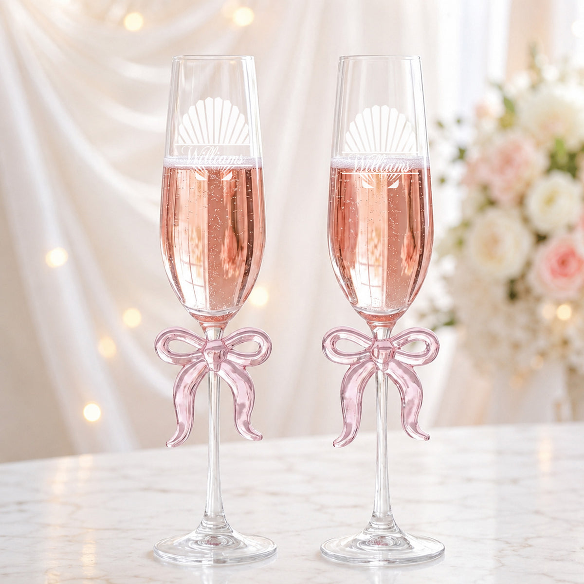 Tropical Coastal Signature Personalized Champagne Glass, Set of 2