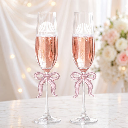 Tropical Coastal Signature Personalized Champagne Glass, Set of 2