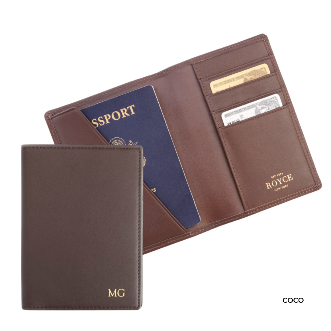ROYCE New York Monogrammed RFID Blocking Passport Travel Organizer