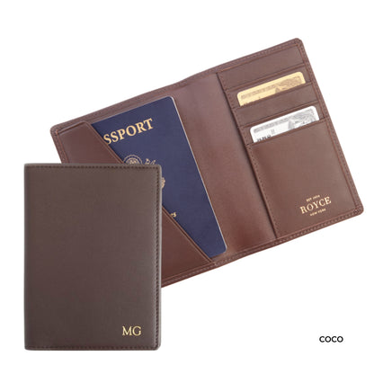 ROYCE New York Monogrammed RFID Blocking Passport Travel Organizer