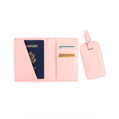 ROYCE New York Monogrammed RFID Passport Case Luggage Tag Set