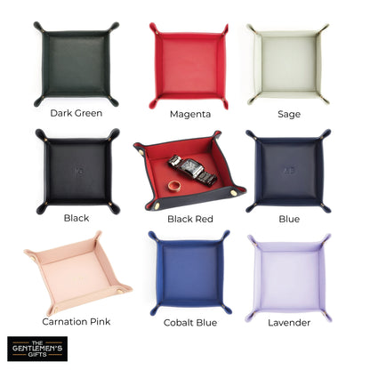 ROYCE New York Monogrammed Leather Catchall Valet Tray
