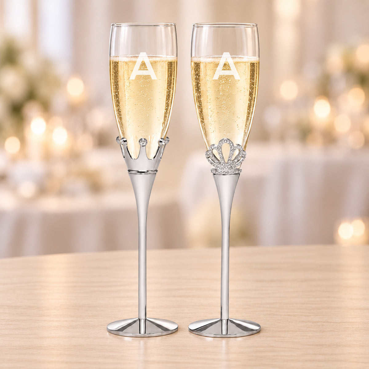 King and Queen Personalized Champagne Glass, Set of 2
