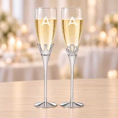 King and Queen Personalized Champagne Glass, Set of 2