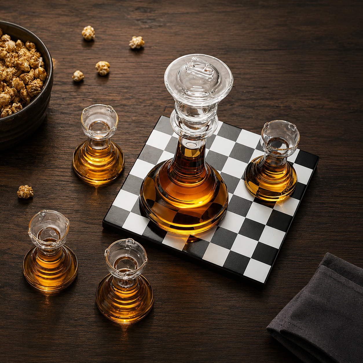 Chess Master Personalized Whiskey Decanter & Glass Gift Set