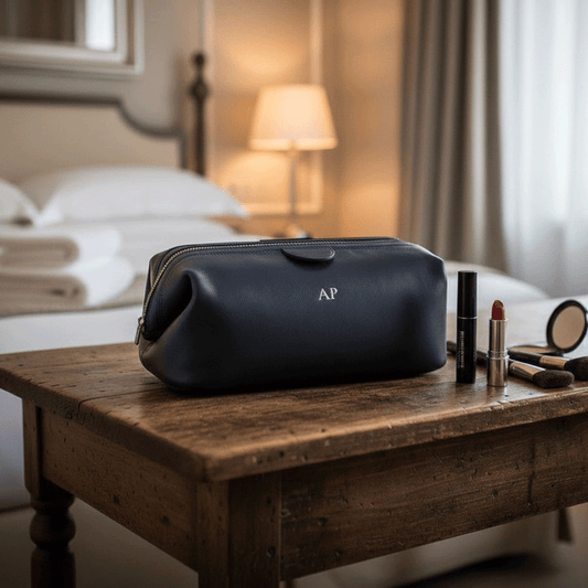 Monogrammed Leather Classic Toiletry Bag Dopp Kit