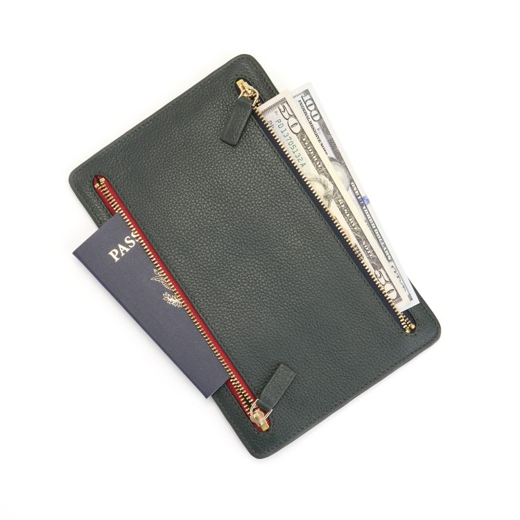 ROYCE New York Monogrammed RFID Blocking Four Zip Travel Organizer