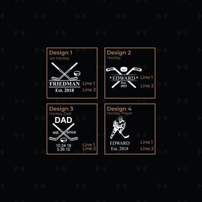 Hockey Personalized Whiskey Decanter with Whiskey Rocks Glasses Set - 3pc