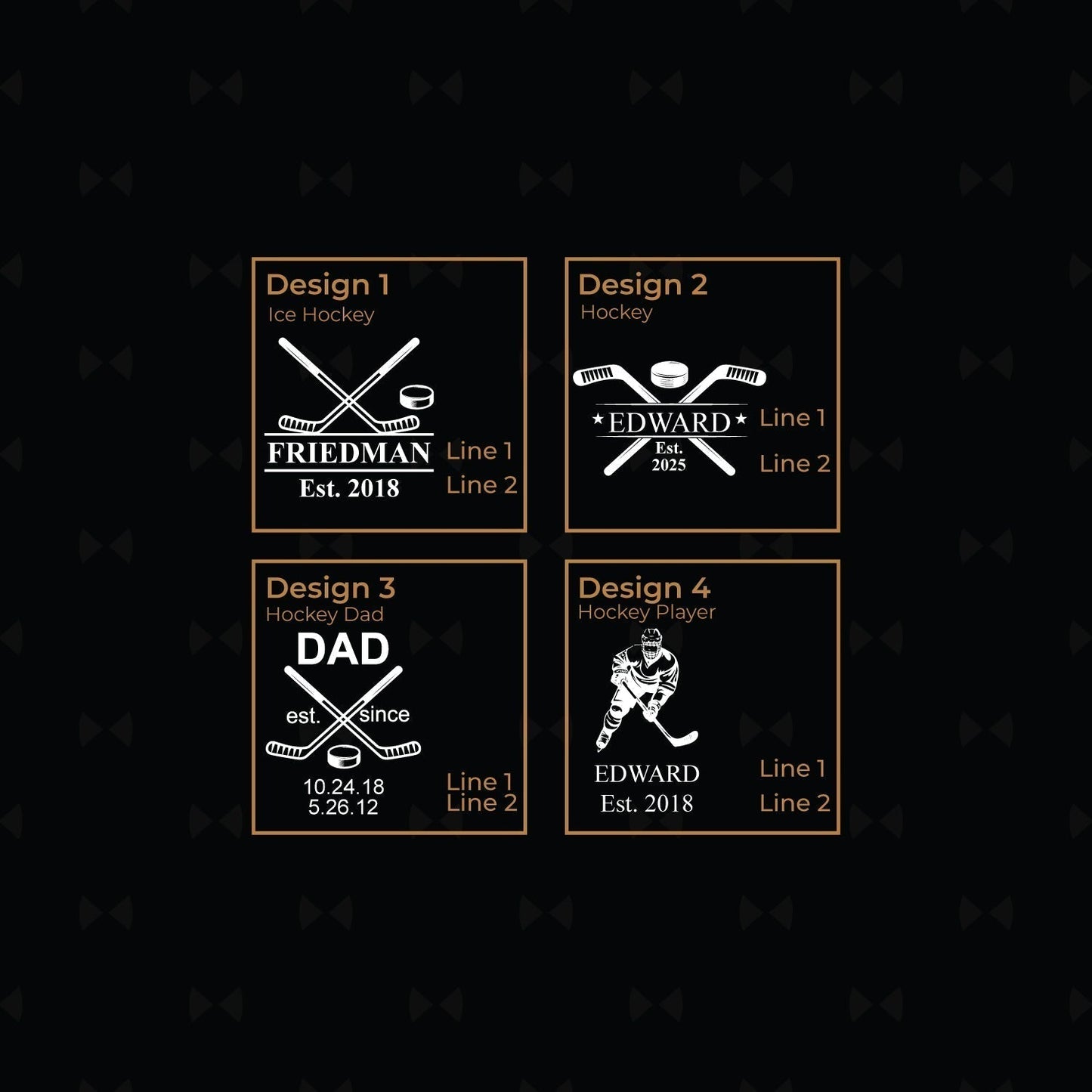 Hockey Personalized Glass Coasters, Set of 4