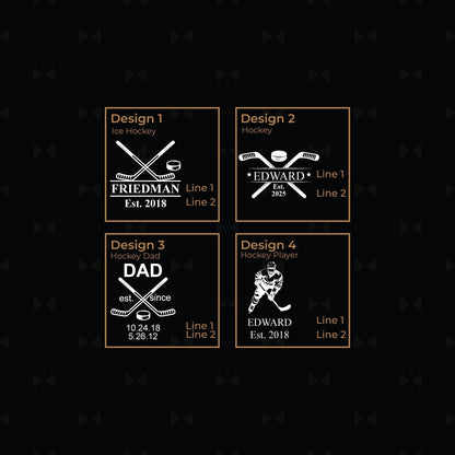 Hockey Personalized Glass Coasters, Set of 4