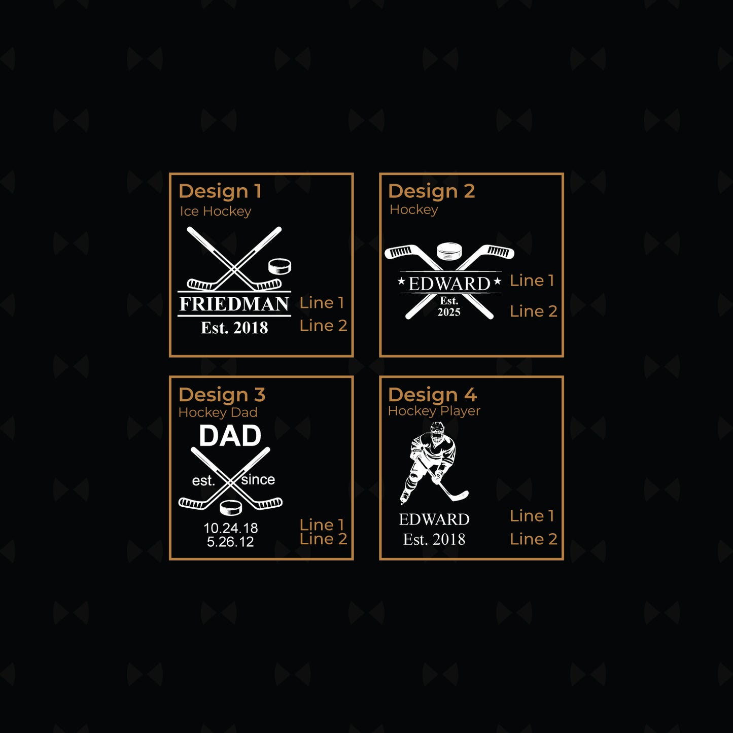 Hockey Personalized Slate Coasters, Set of 4