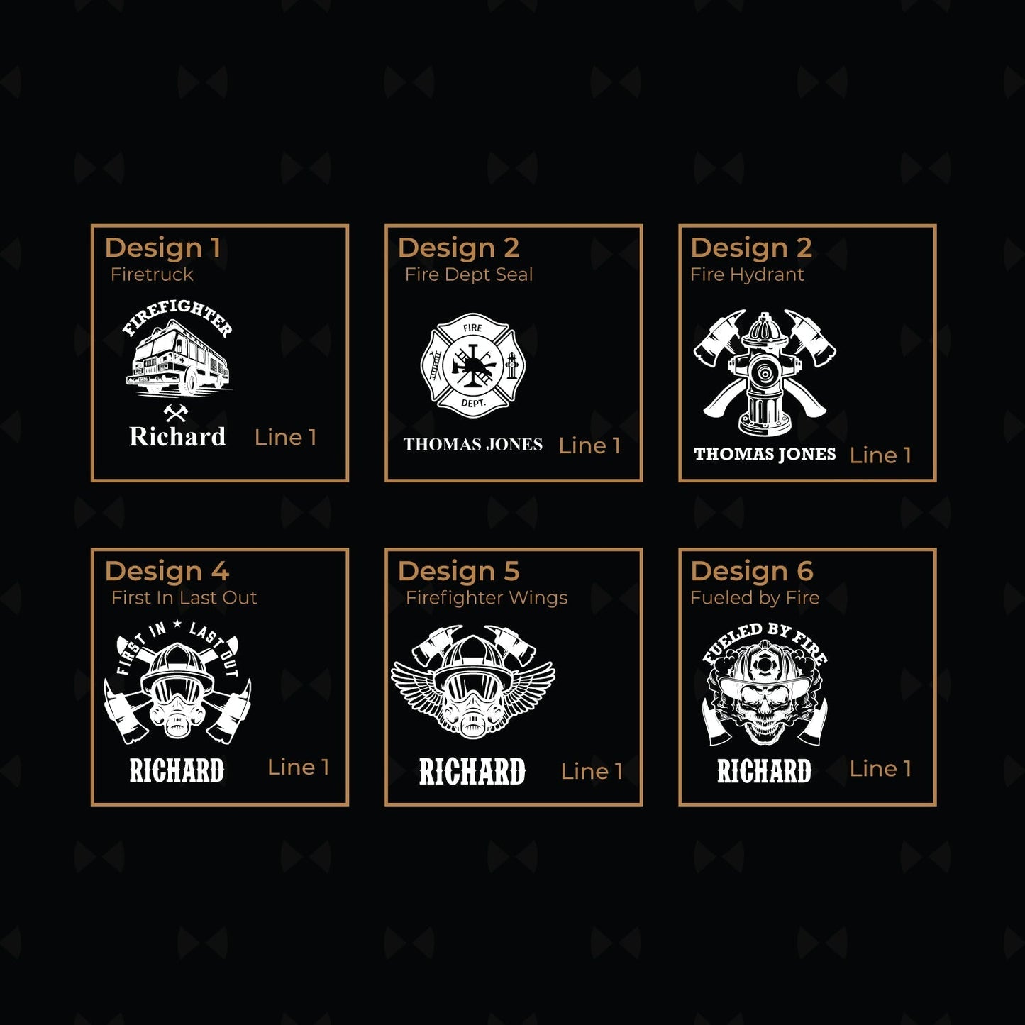 Firefighter Engraved Champagne Glasses with Marble Bottle Chiller Set