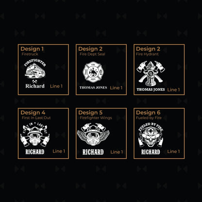 Firefighter Engraved Champagne Glasses with Marble Bottle Chiller Set