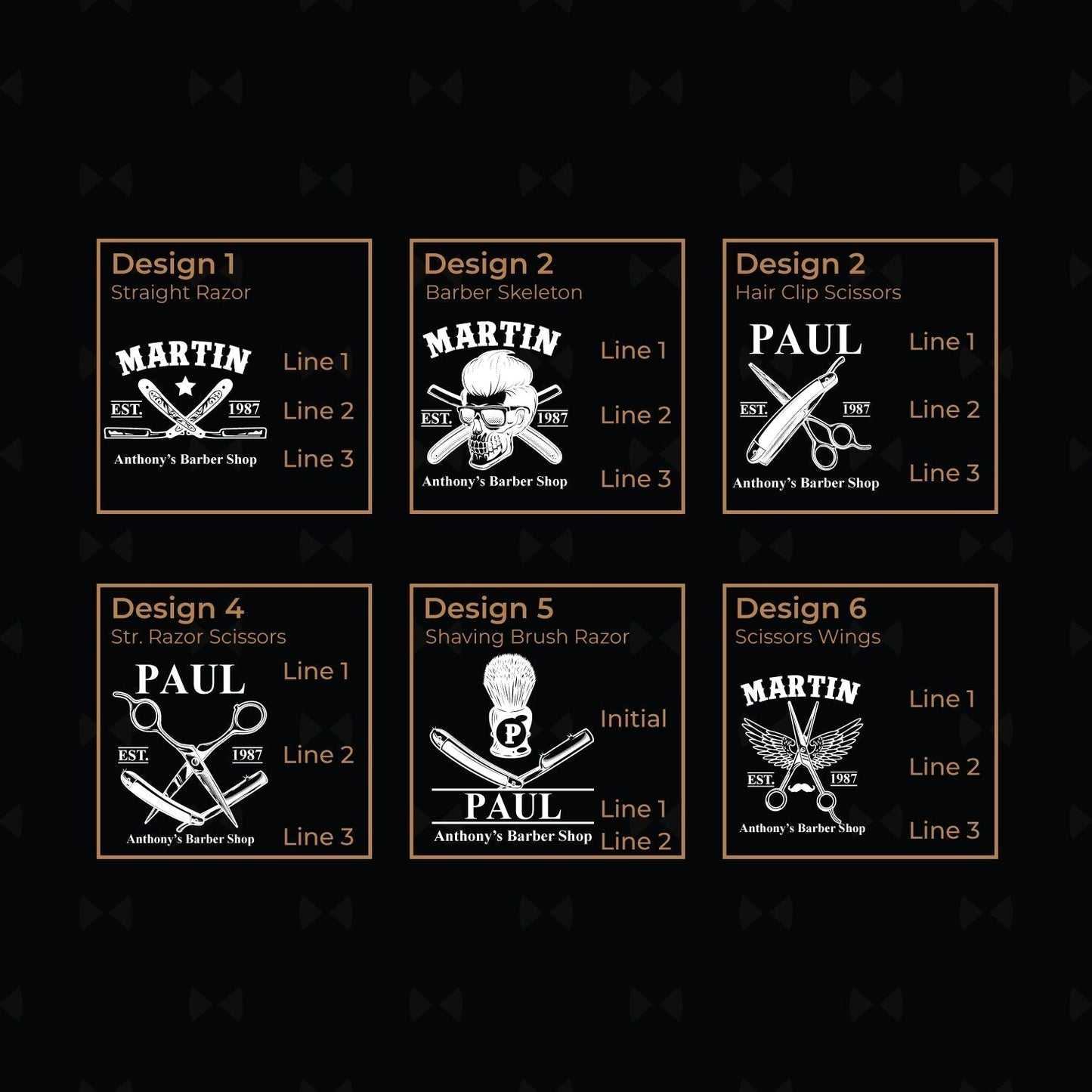 Barber Personalized Whiskey Decanter with Whiskey Rocks Glasses Set - 3pc