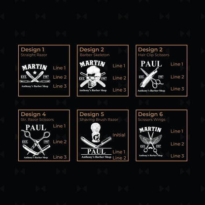 Barber Personalized Whiskey Decanter with Whiskey Rocks Glasses Set - 3pc