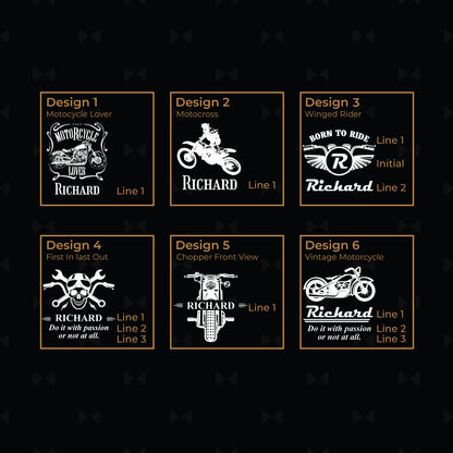 Motorcycle Rider Personalized Icy Whiskey Decanter with Glasses Gift Set