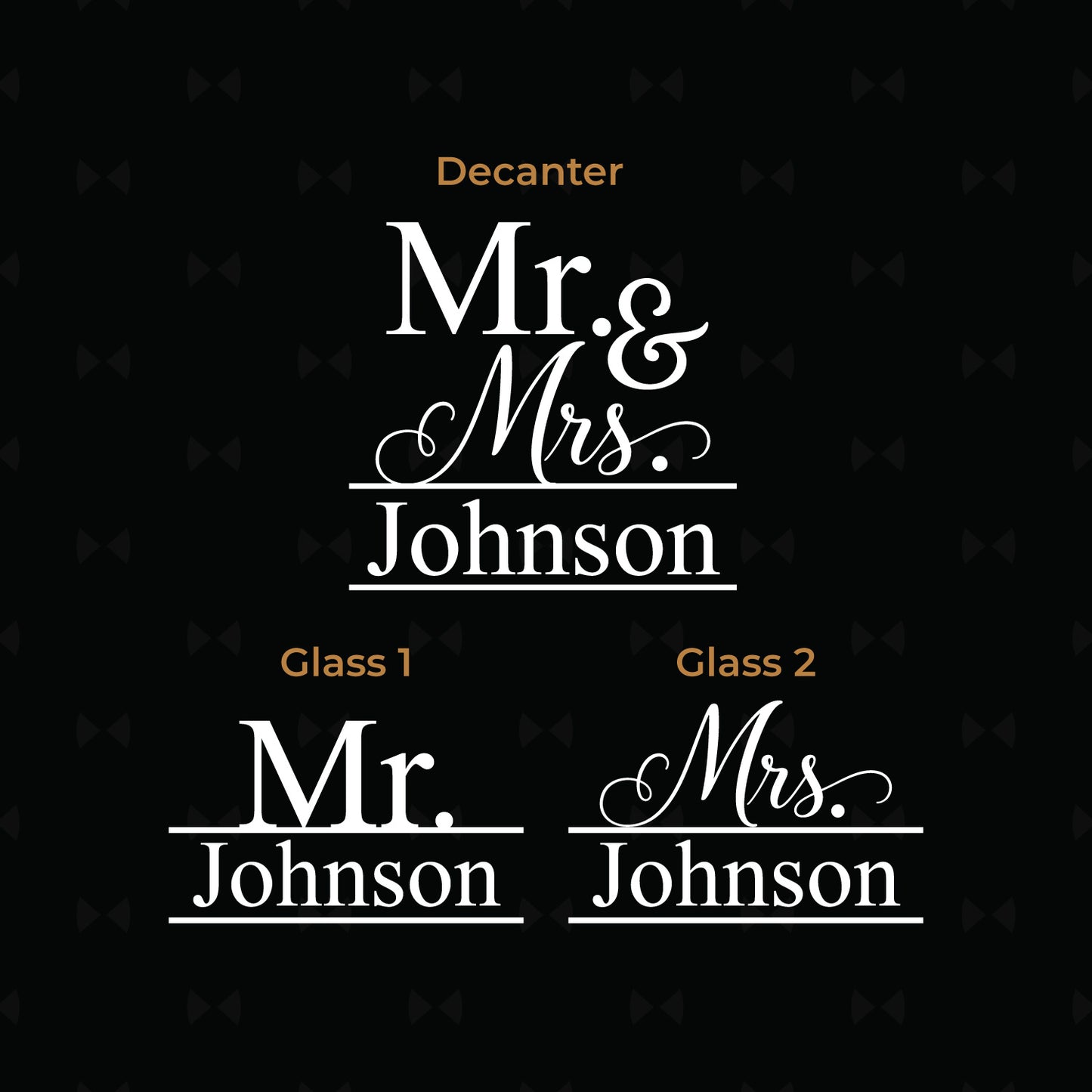 Mr. and Mrs. Personalized Duet Stacking Decanter Set