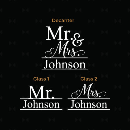 Mr. and Mrs. Personalized Duet Stacking Decanter Set