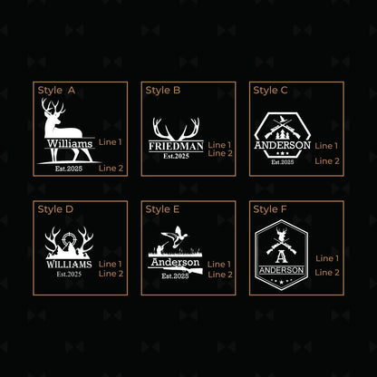 Hunting Personalized .50 Caliber Brass Ceramic Shot Glasses, Set of 2