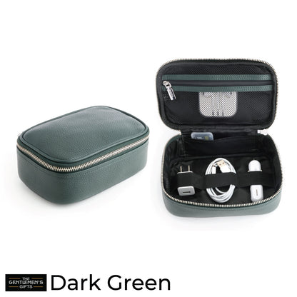 Monogrammed Leather Travel Tech Accessory Organizer Case