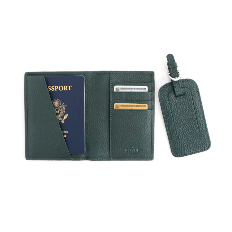 ROYCE New York Monogrammed RFID Passport Case Luggage Tag Set