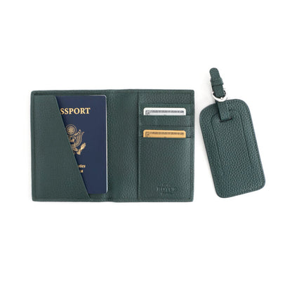 ROYCE New York Monogrammed RFID Passport Case Luggage Tag Set