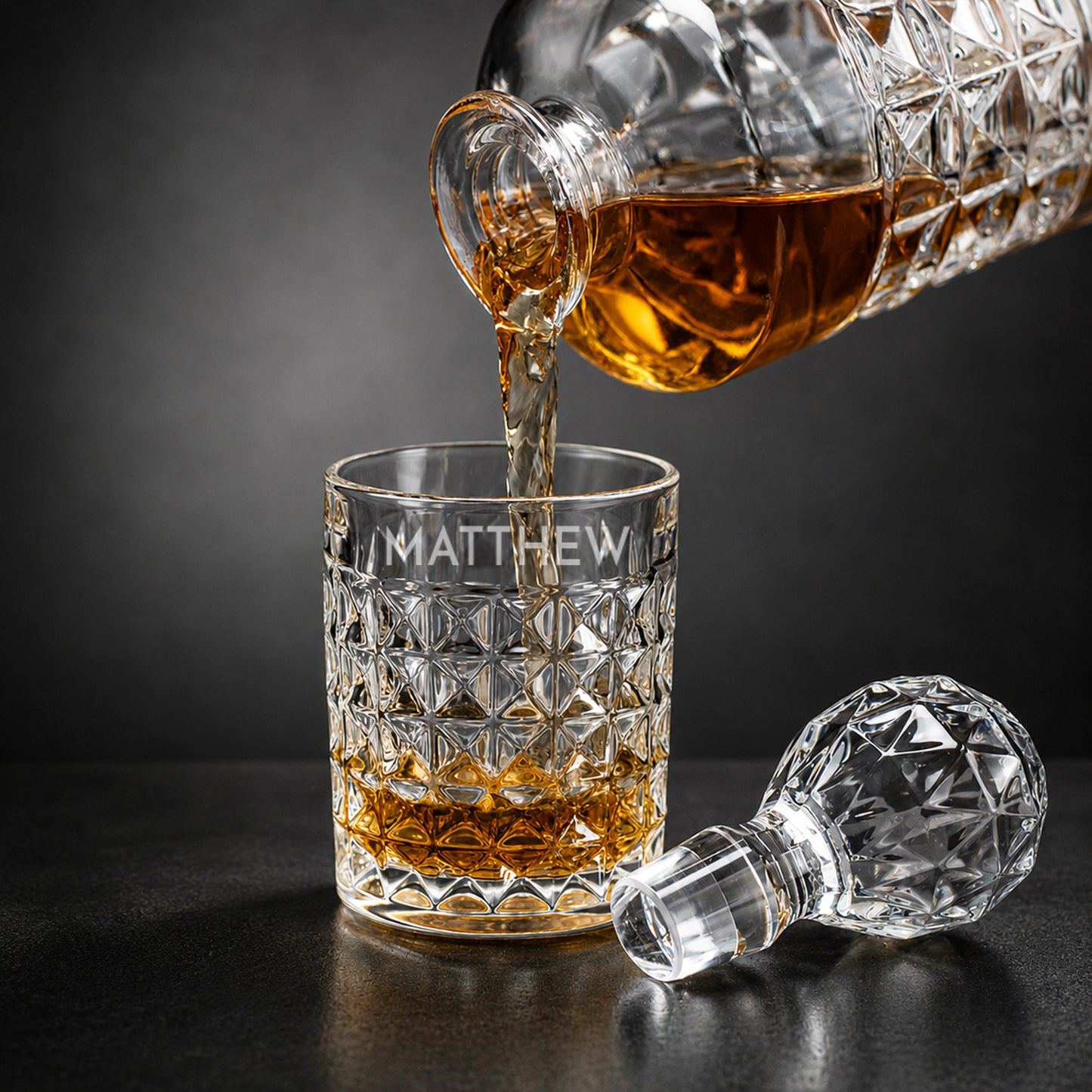 Diamond Reserve Whiskey Decanter and Glass Set - Tuxedo