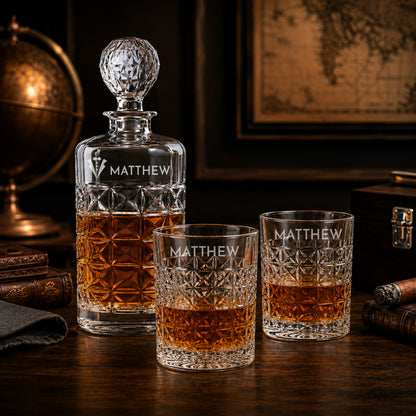 Diamond Reserve Whiskey Decanter and Glass Set - Tuxedo