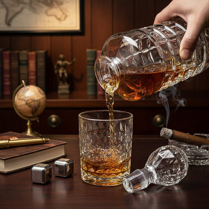 Diamond Reserve Whiskey Decanter and Glass Set | Initial Monogram Decanter & Personalized Name Glasses