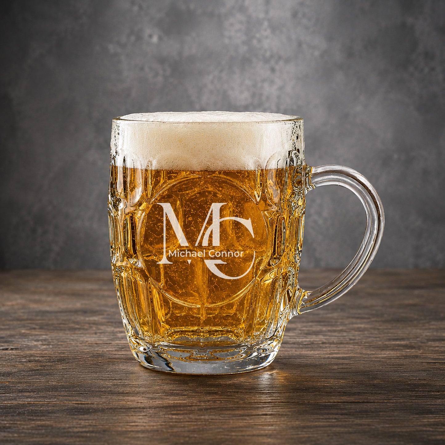 Monogram Dimple Engraved Beer Mug | Engraved Glass Beer Stein, Set of 2