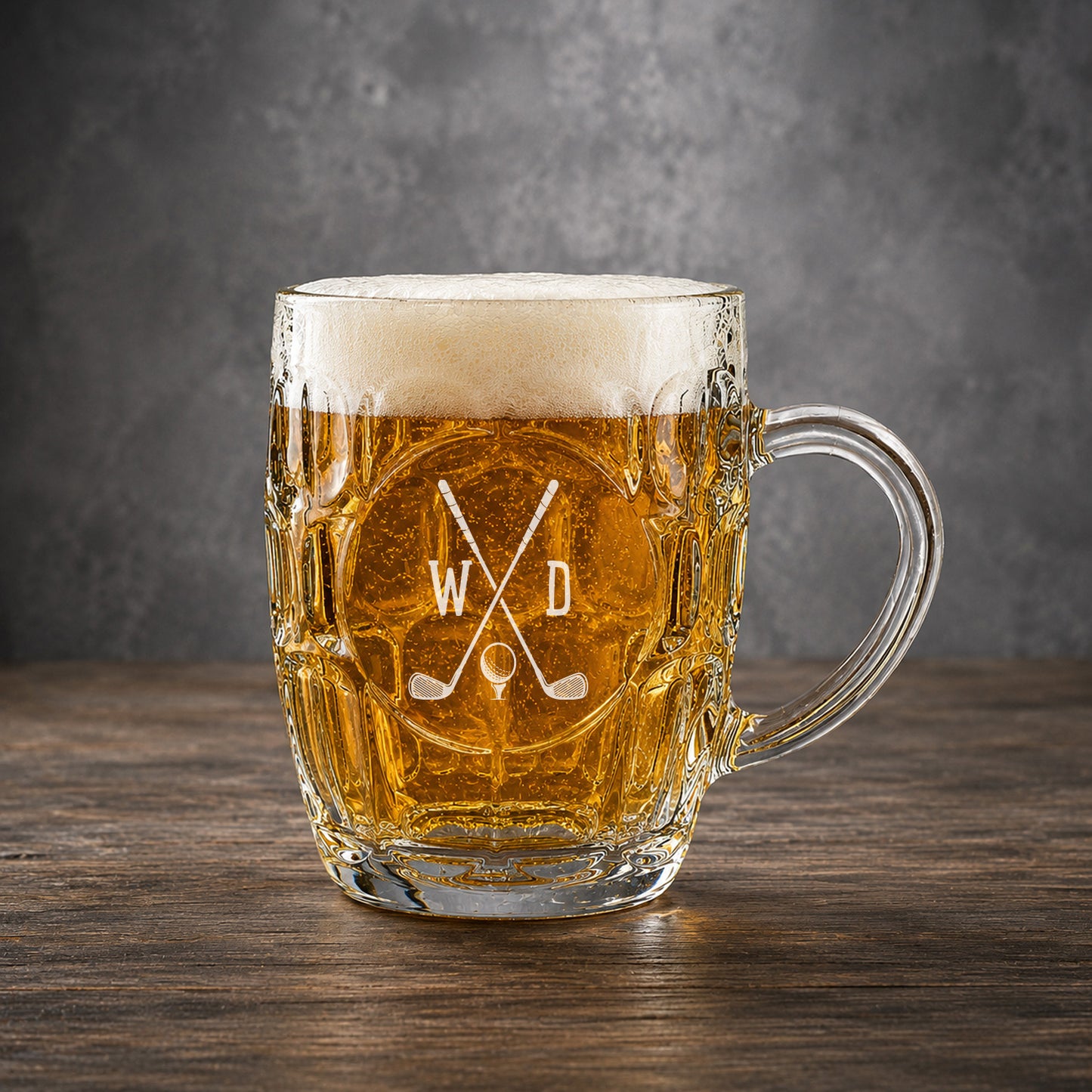 Golf Dimple Engraved Beer Mug | Engraved Glass Beer Stein, Set of 2