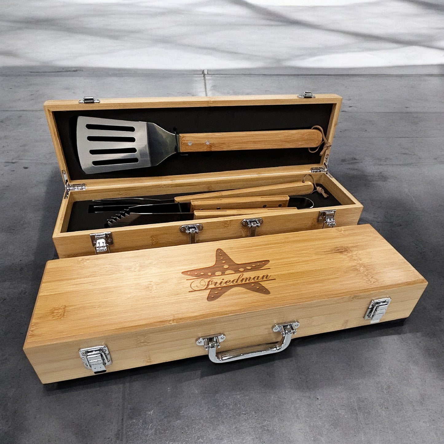 Starfish Personalized Bamboo Barbeque Tools Gift Set