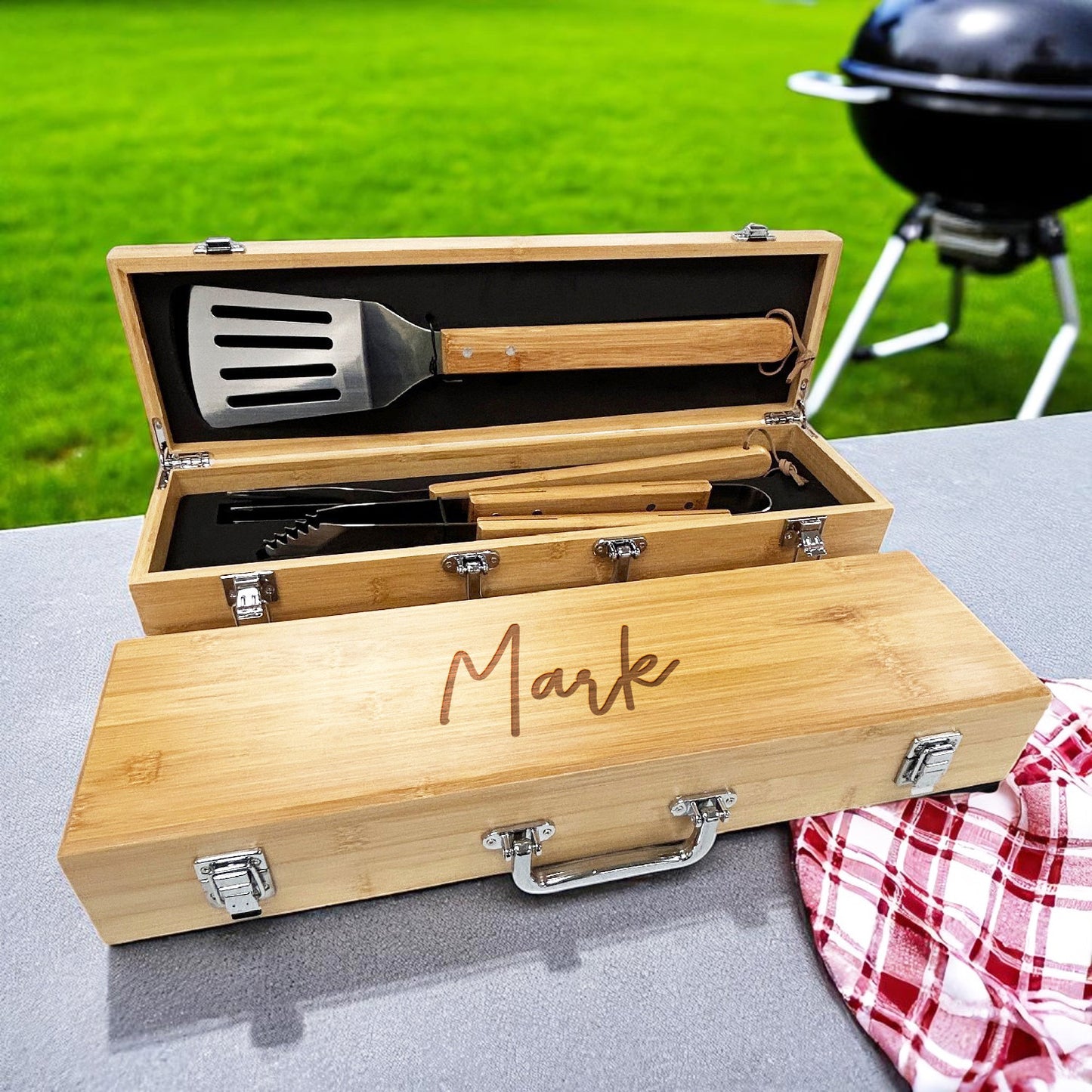 Signature Collection Personalized Bamboo Barbeque Tools Gift Set
