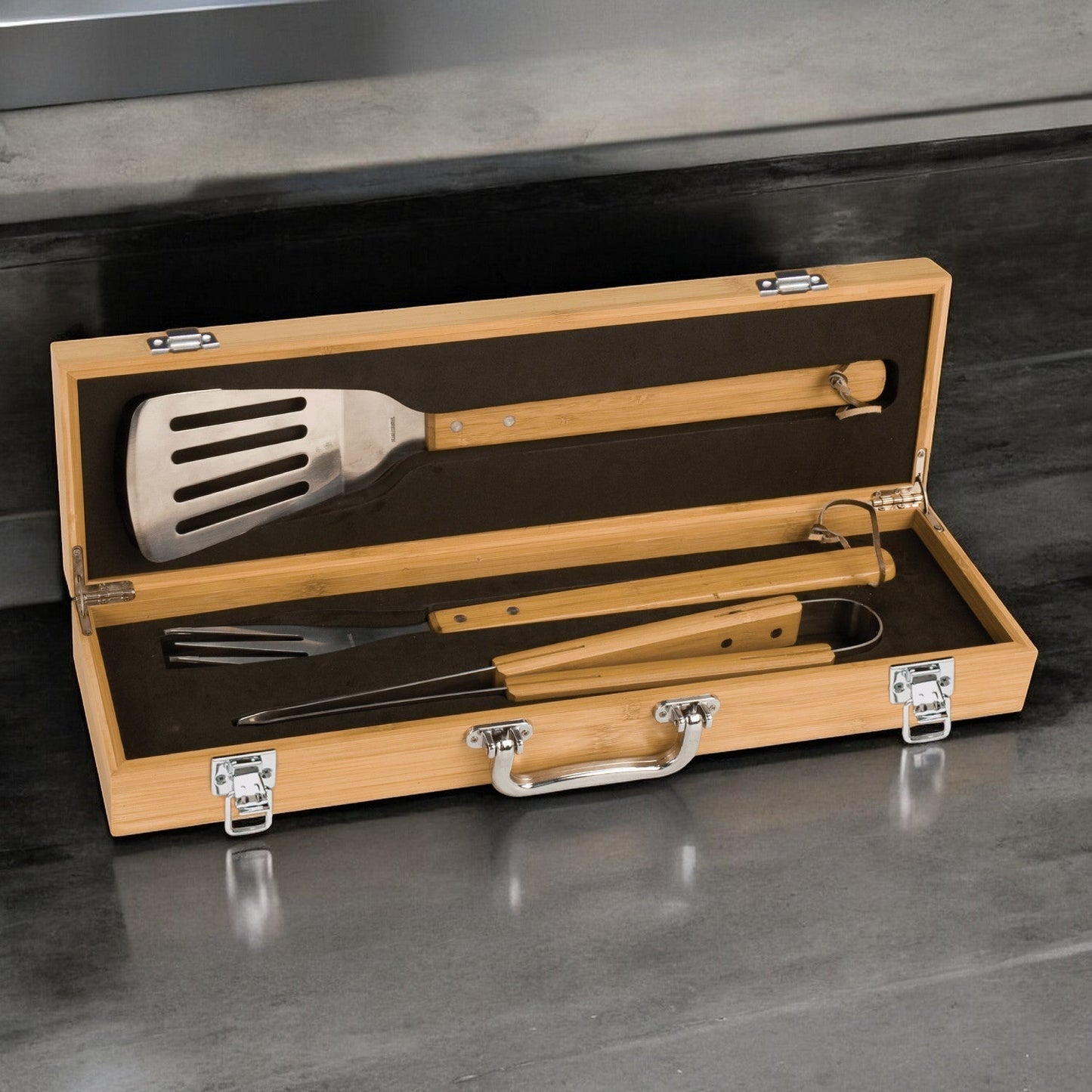 Pool Billiard Eight-Ball Personalized Bamboo Barbeque Tools Gift Set