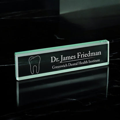 Dentist Engraved Personalized Glass Desk Name Plate