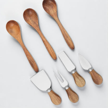 Monogram Engraved Wood and Marble Appetizer Serving Platter