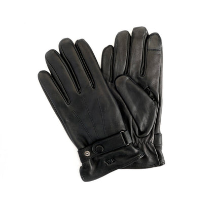 ROYCE New York Monogrammed Touchscreen Compatible Leather Gloves for Men with Cashmere Lining