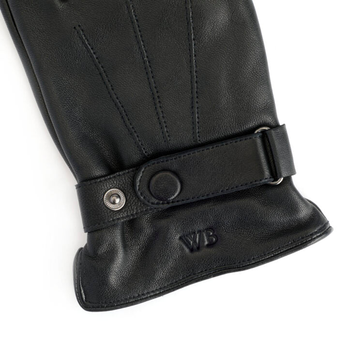 ROYCE New York Monogrammed Touchscreen Compatible Leather Gloves for Men with Cashmere Lining