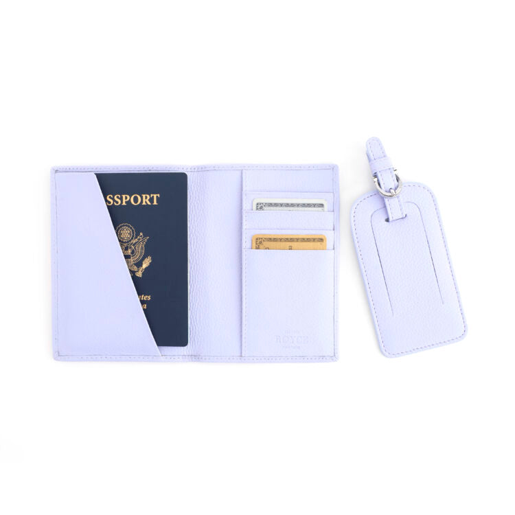 ROYCE New York Monogrammed RFID Passport Case Luggage Tag Set