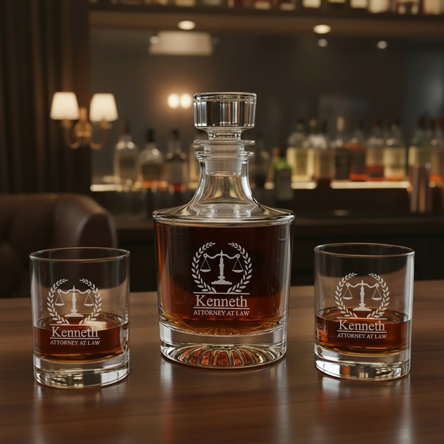 Lawyer Personalized Legacy Reserve Whiskey Decanter with Rocks Glasses - 3 pc